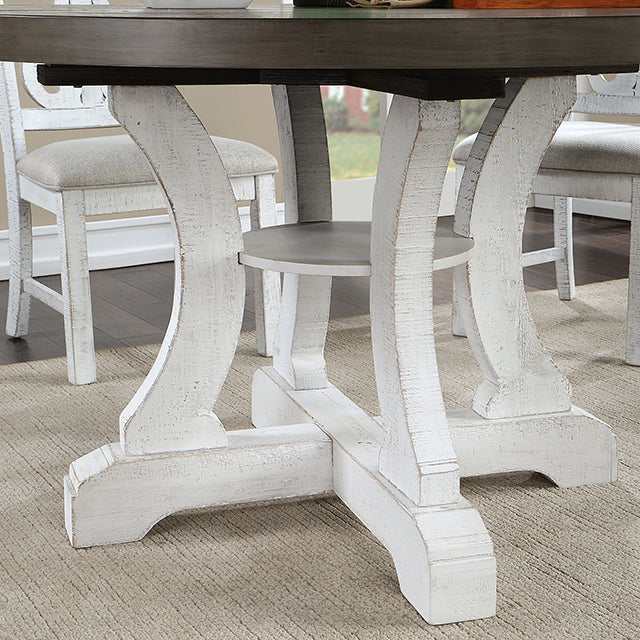 Auletta Distressed White/Gray Round Dining Table