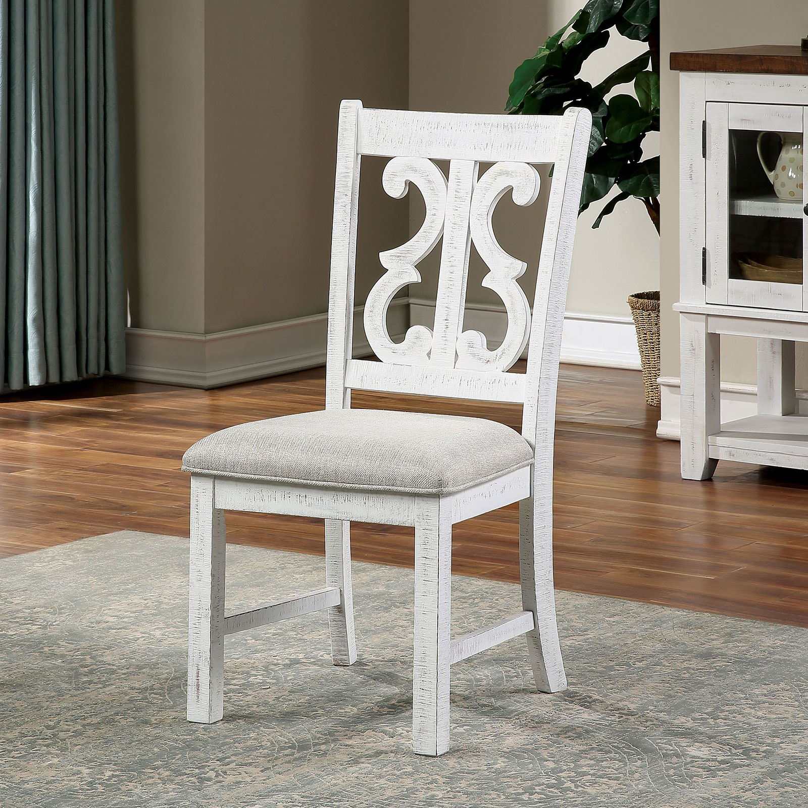 Auletta White & Dark Oak 5pc Round Dining Room Set