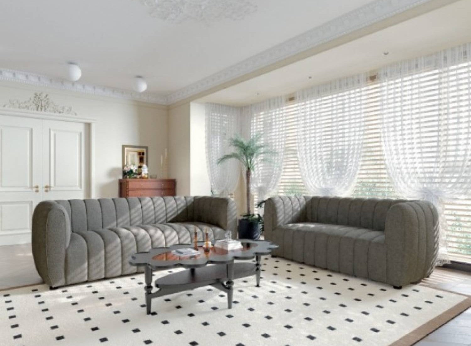 Aversa Charcoal Gray Loveseat