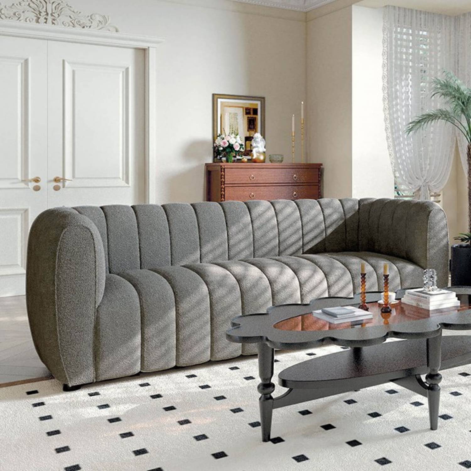 Aversa Charcoal Gray Sofa & Loveseat