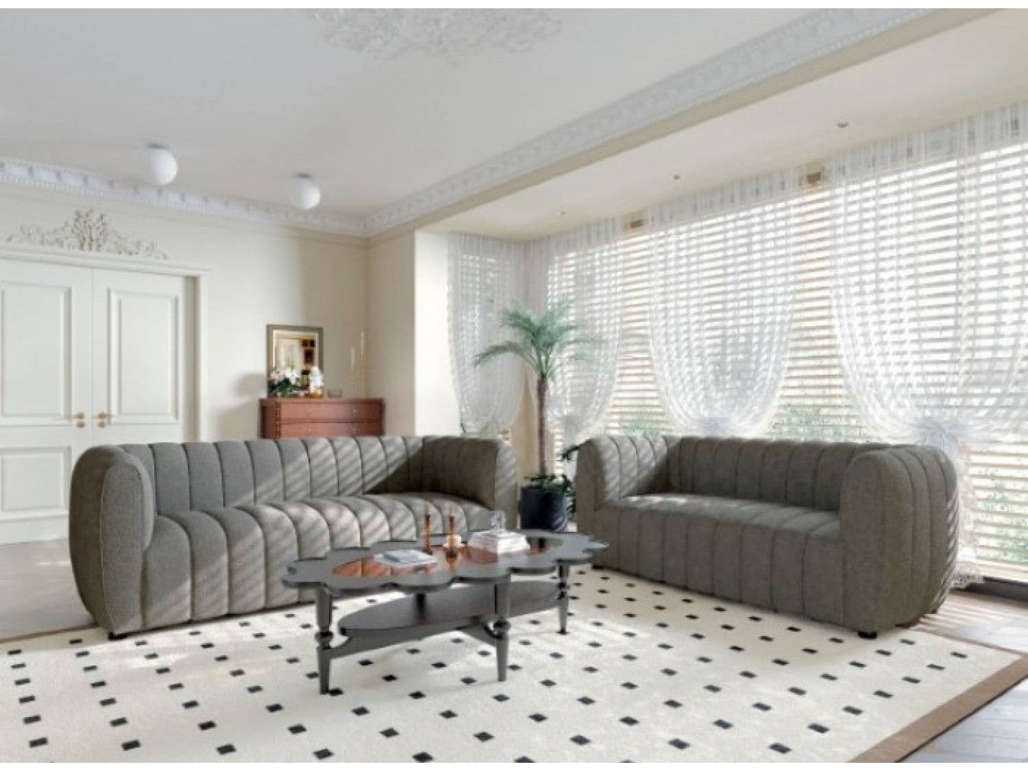 Aversa Charcoal Gray Sofa & Loveseat