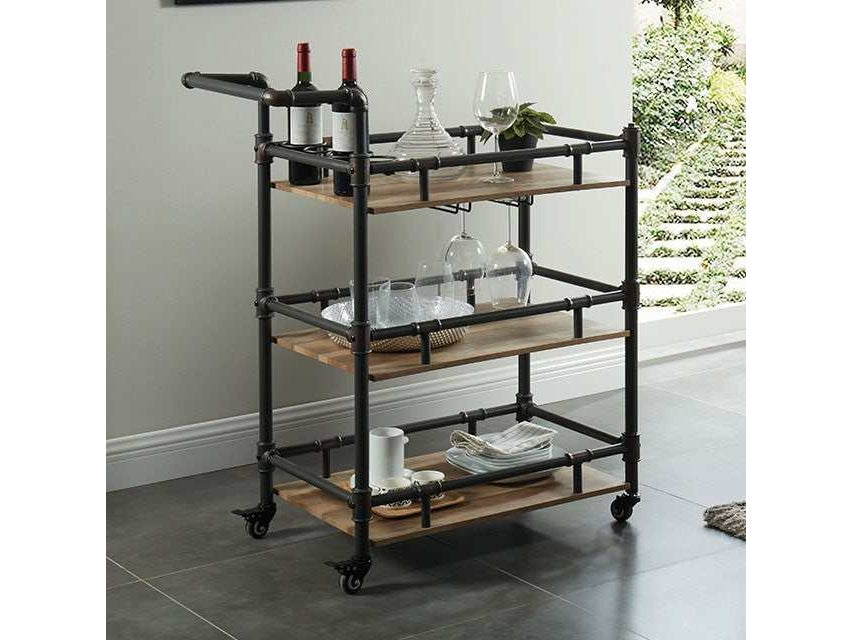 Aylmer Antique Black/Oak Serving Cart