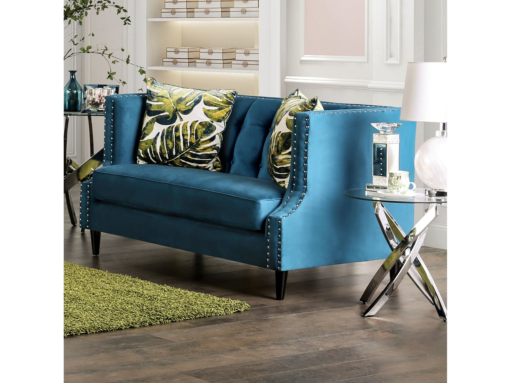 Azuletti Dark Teal/Apple Green Loveseat