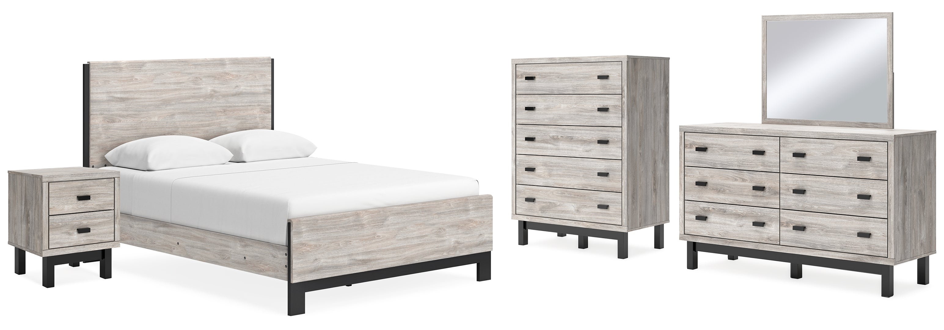 Vessalli Beige Panel Bed with Dresser