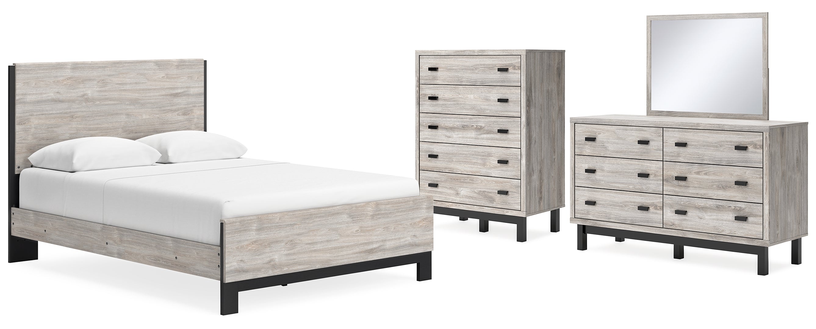 Vessalli Beige Panel Bed with Dresser