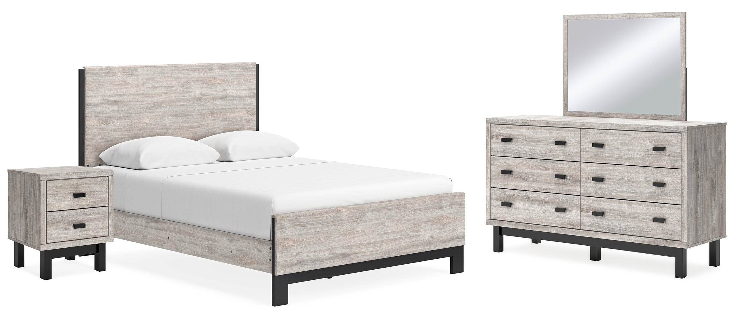 Vessalli Beige Panel Bed with Dresser