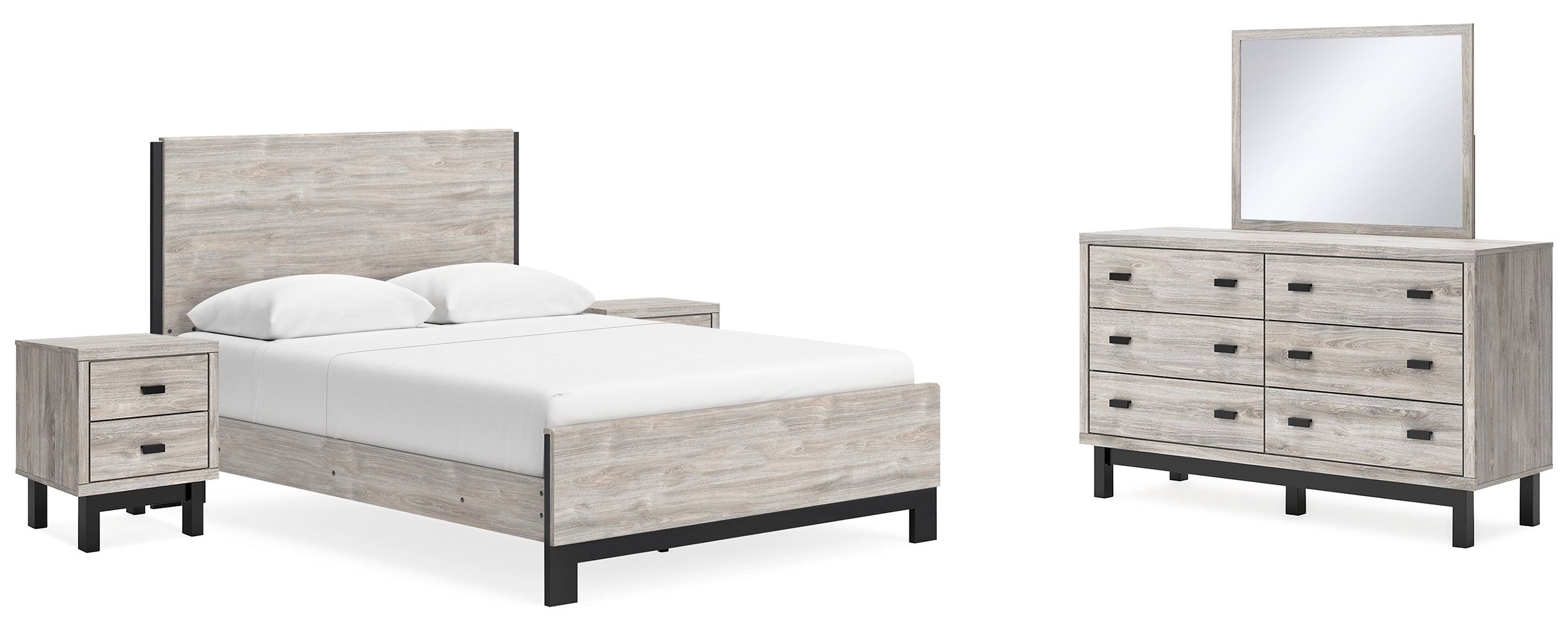 Vessalli Beige Panel Bed with Dresser