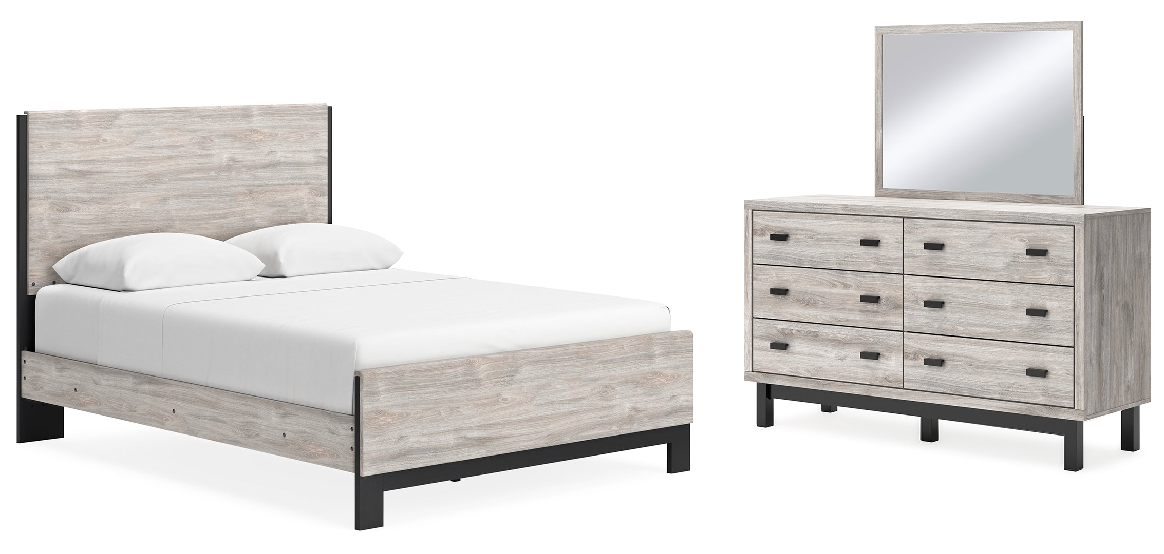 Vessalli Beige Panel Bed with Dresser