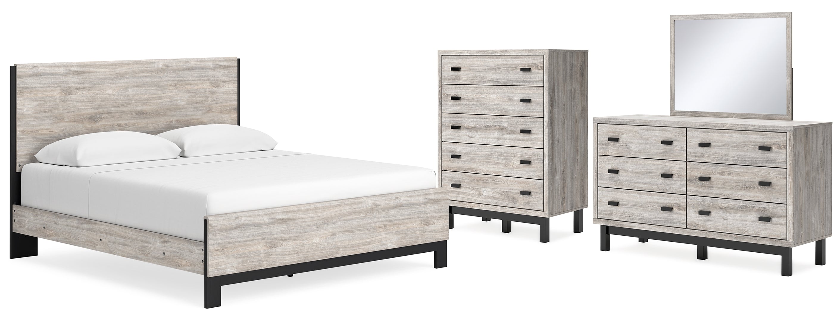 Vessalli Beige Panel Bed with Dresser