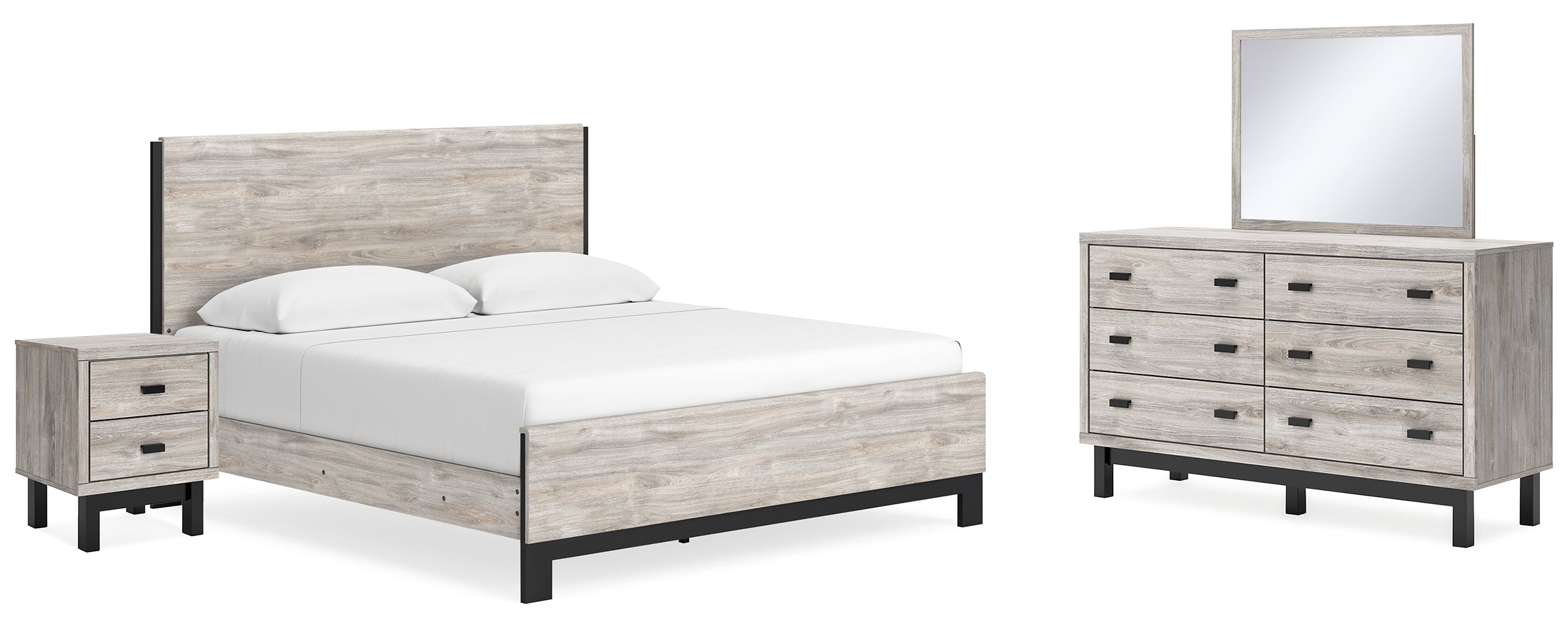 Vessalli Beige Panel Bed with Dresser