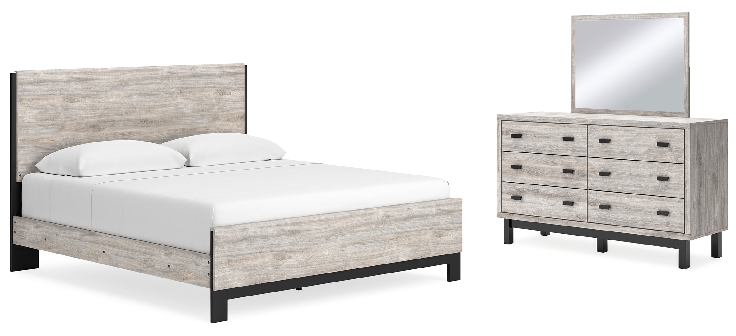 Vessalli Beige Panel Bed with Dresser