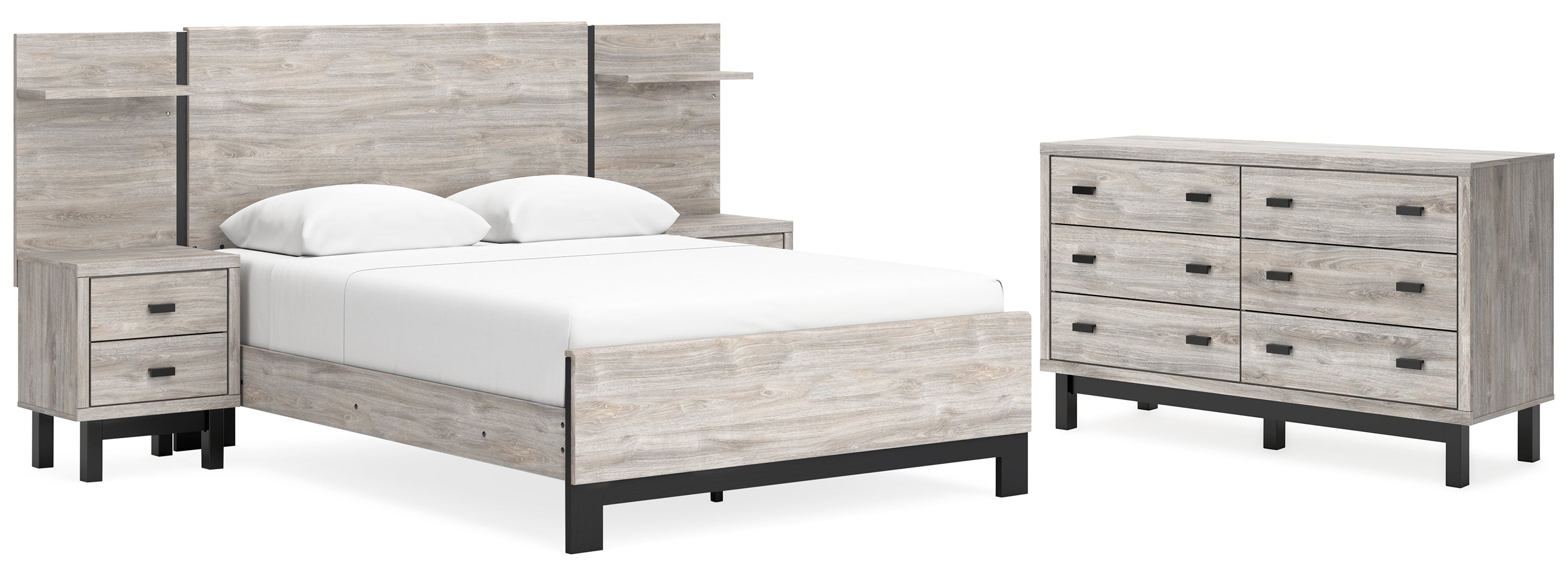 Vessalli Beige Panel Bed with Dresser