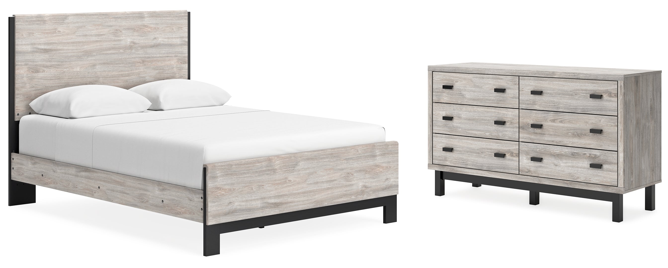 Vessalli Beige Panel Bed with Dresser