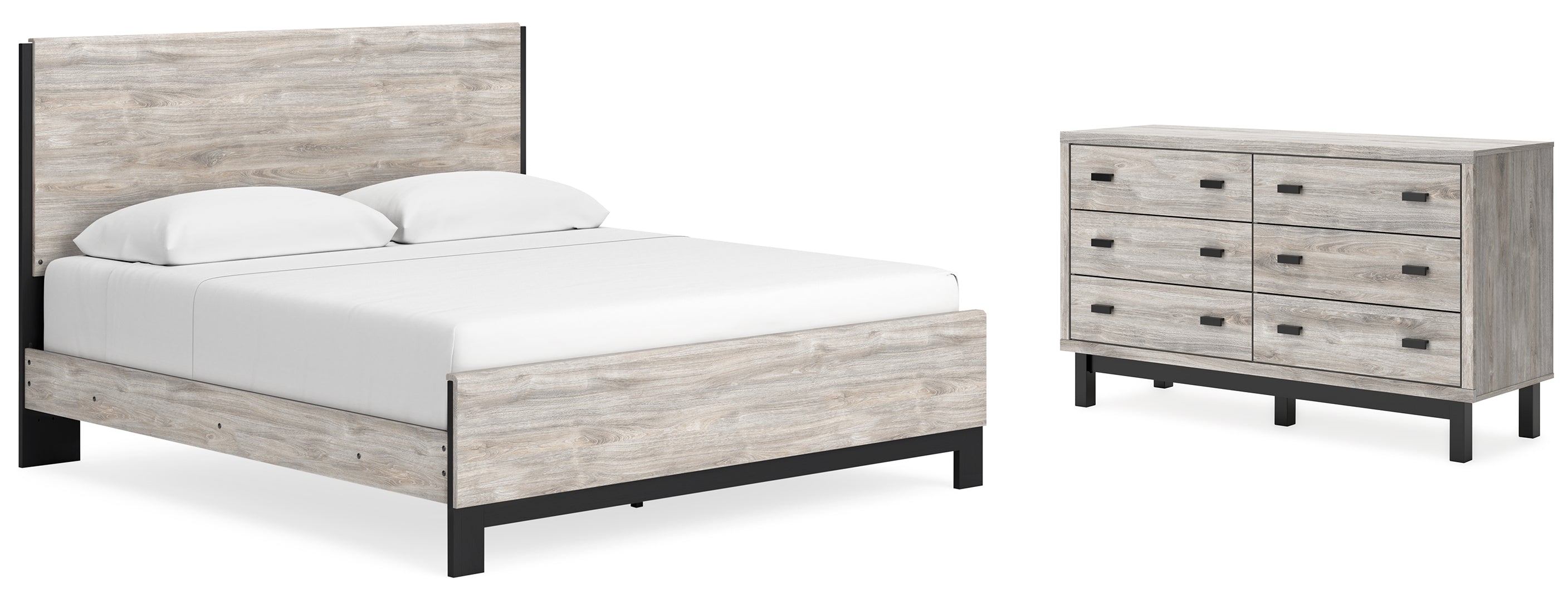 Vessalli Beige Panel Bed with Dresser