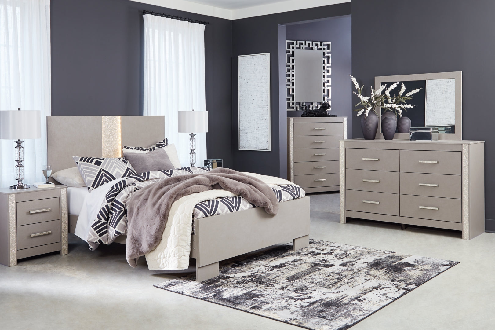 Surancha Grey Panel Bedroom Set