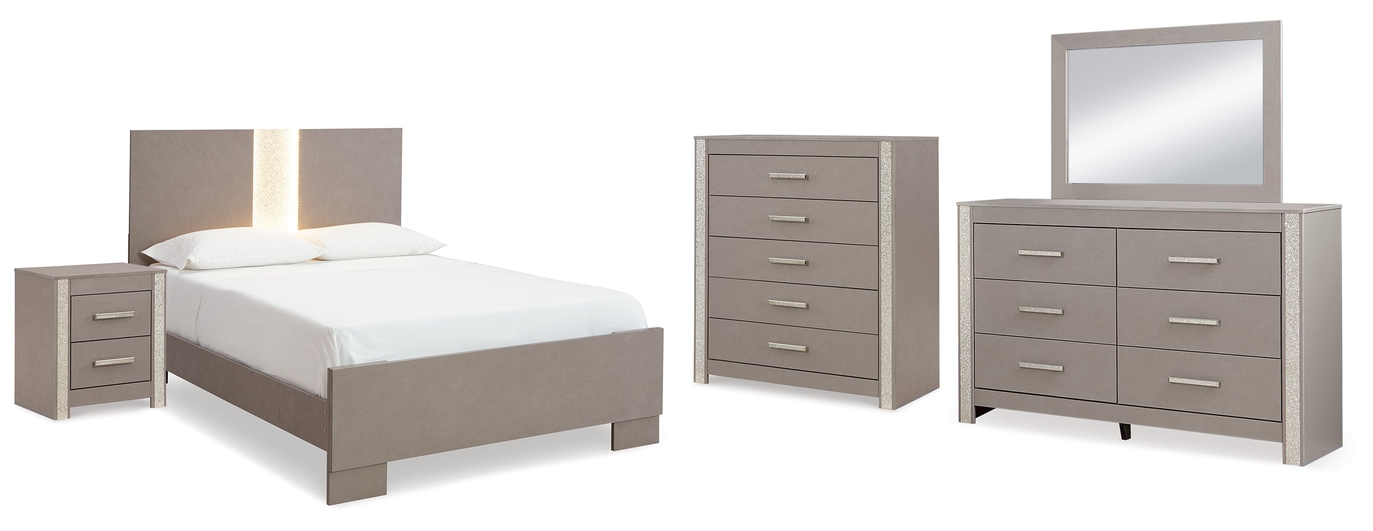 Surancha Grey Panel Bedroom Set