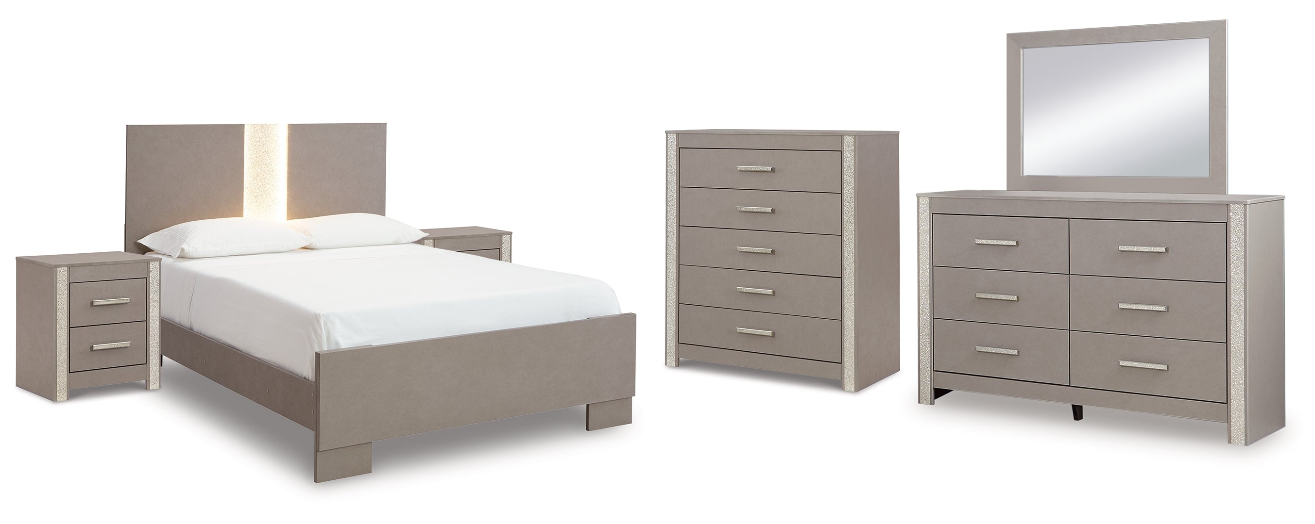 Surancha Grey Panel Bedroom Set