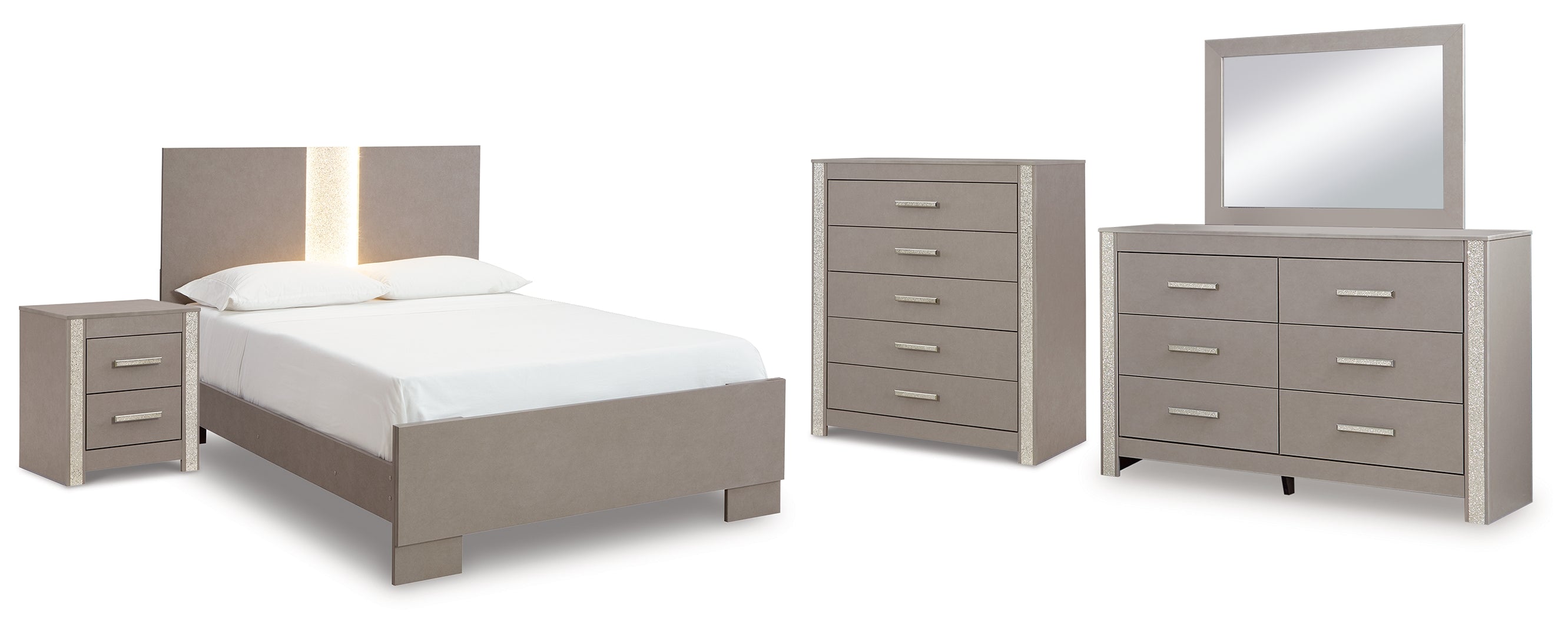 Surancha Grey Panel Bedroom Set