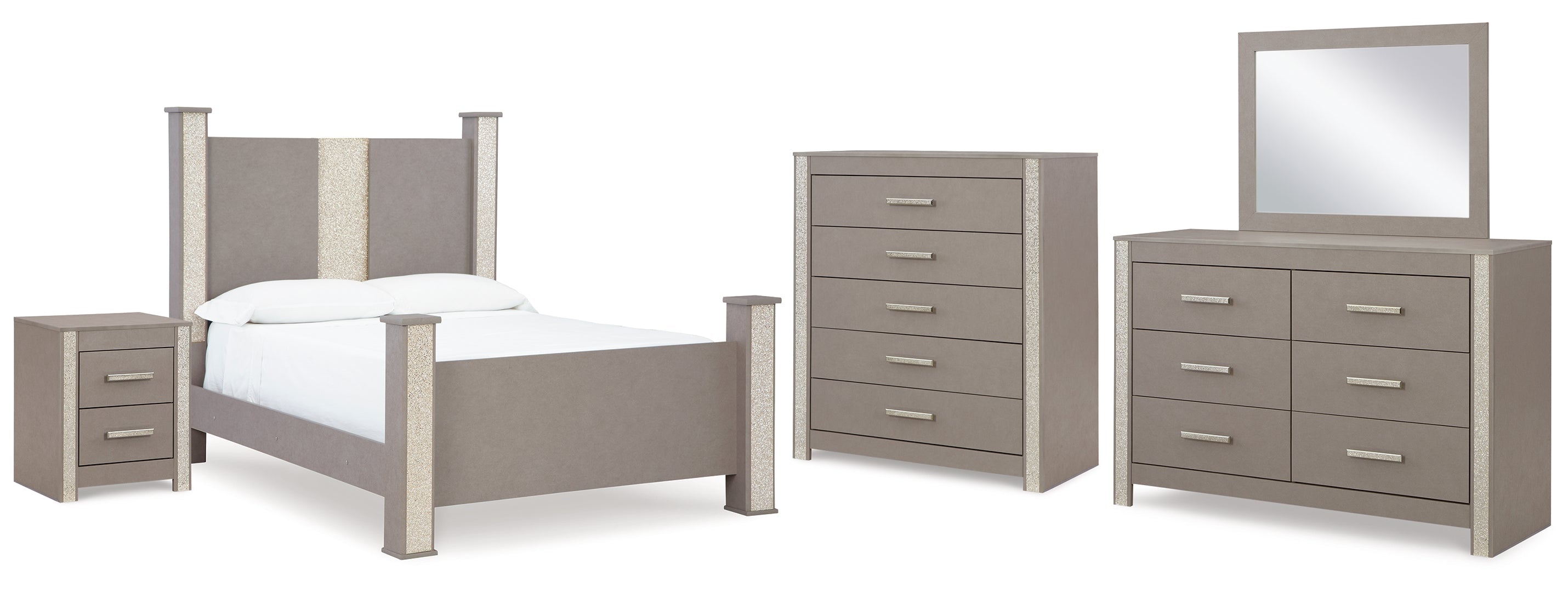 Surancha Grey Panel Bedroom Set