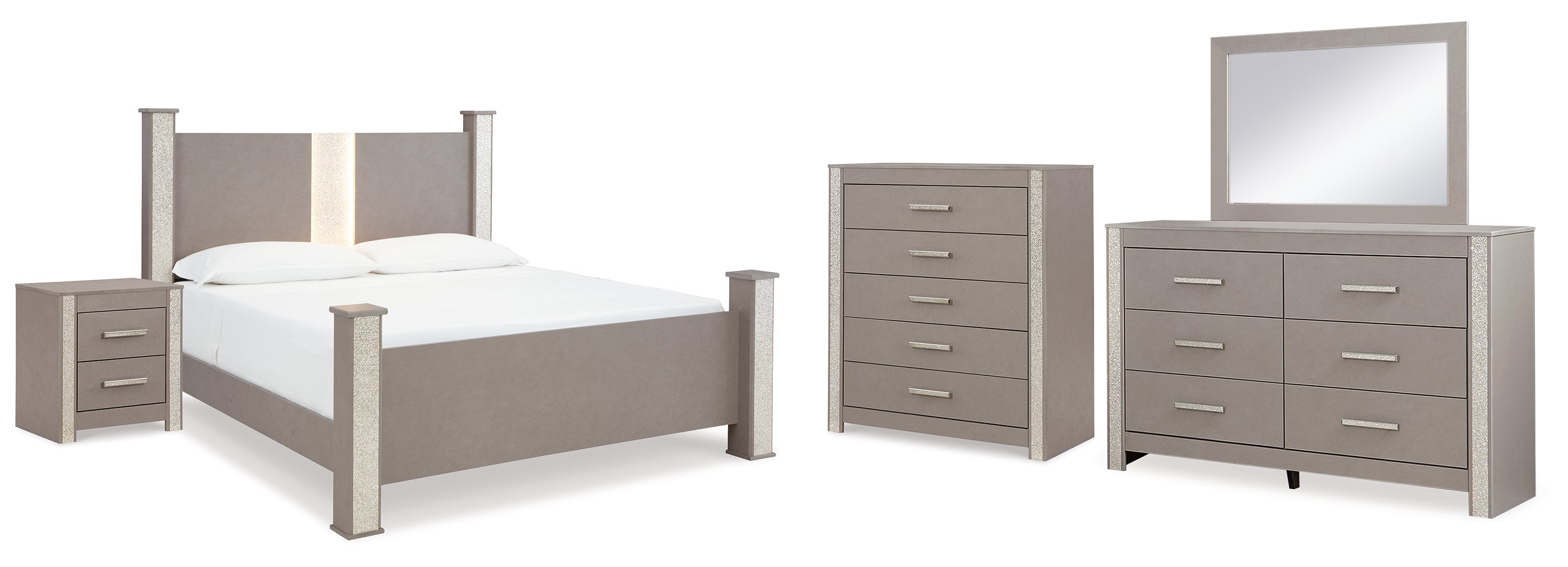 Surancha Grey Panel Bedroom Set