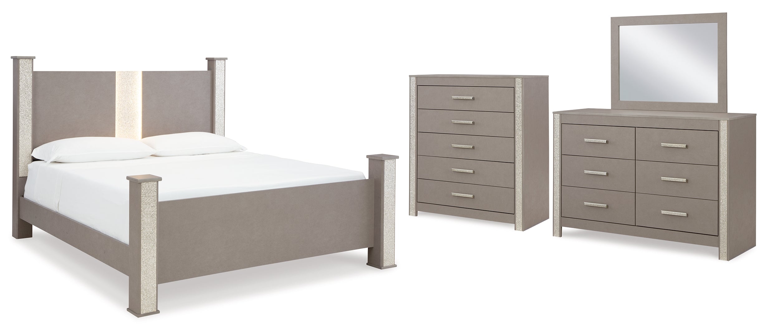 Surancha Grey Panel Bedroom Set