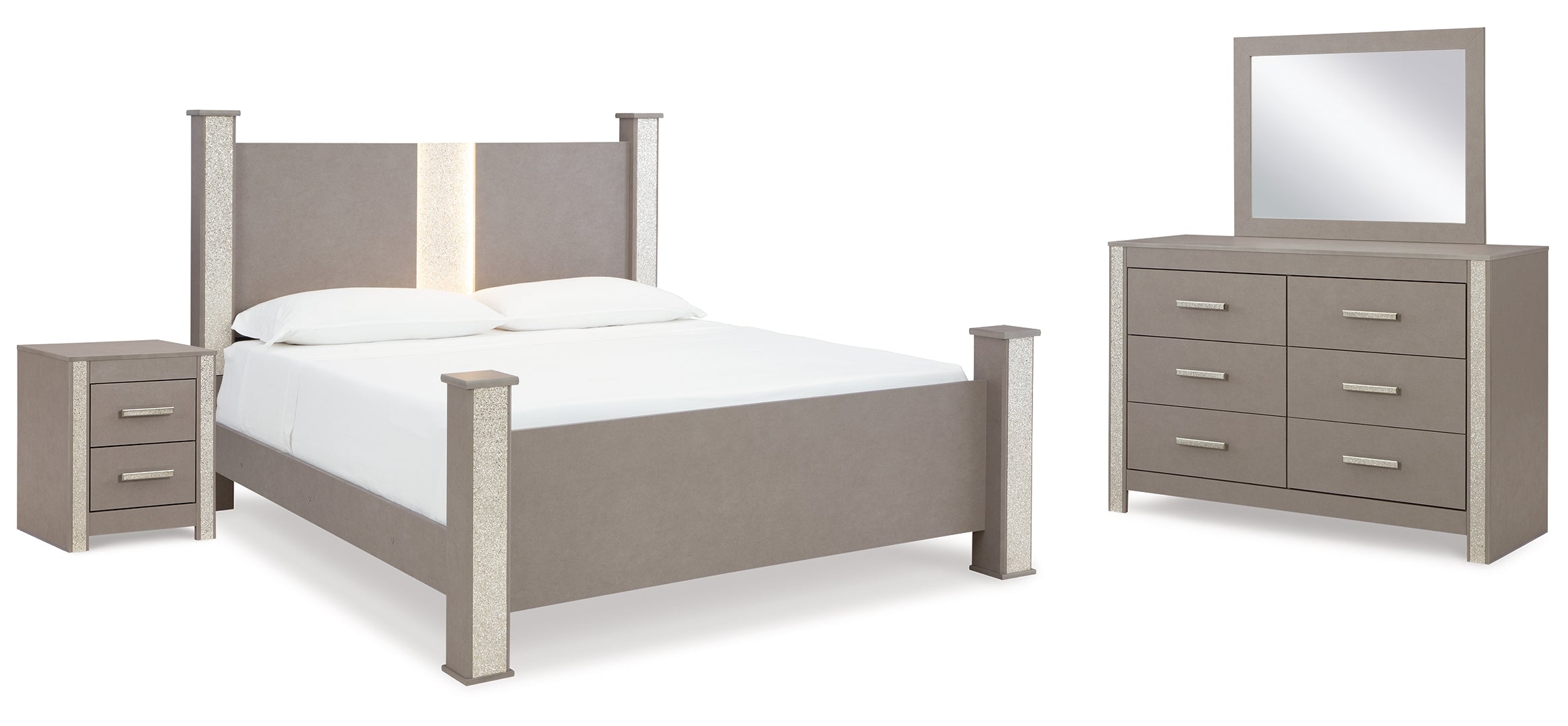 Surancha Grey Panel Bedroom Set