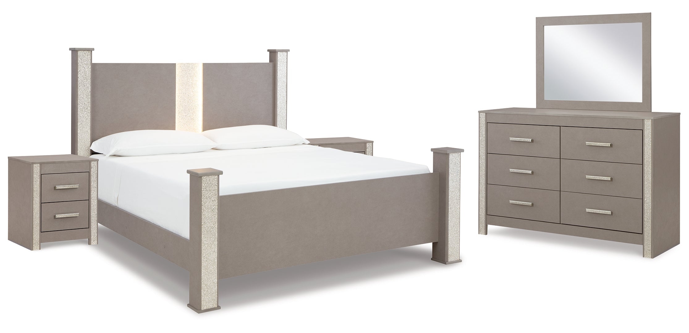 Surancha Grey Panel Bedroom Set