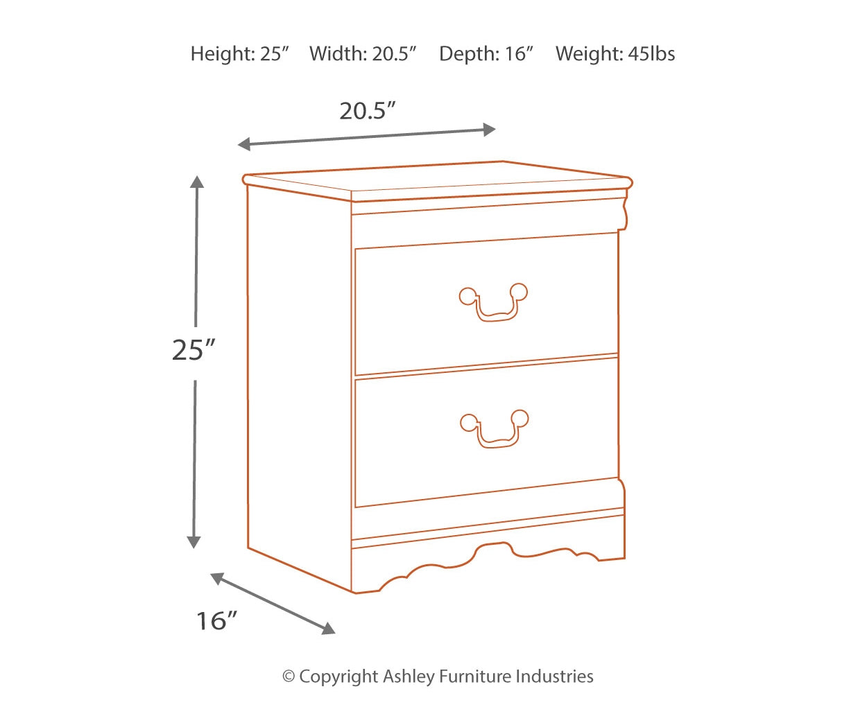 Anarasia Two Drawer Night Stand