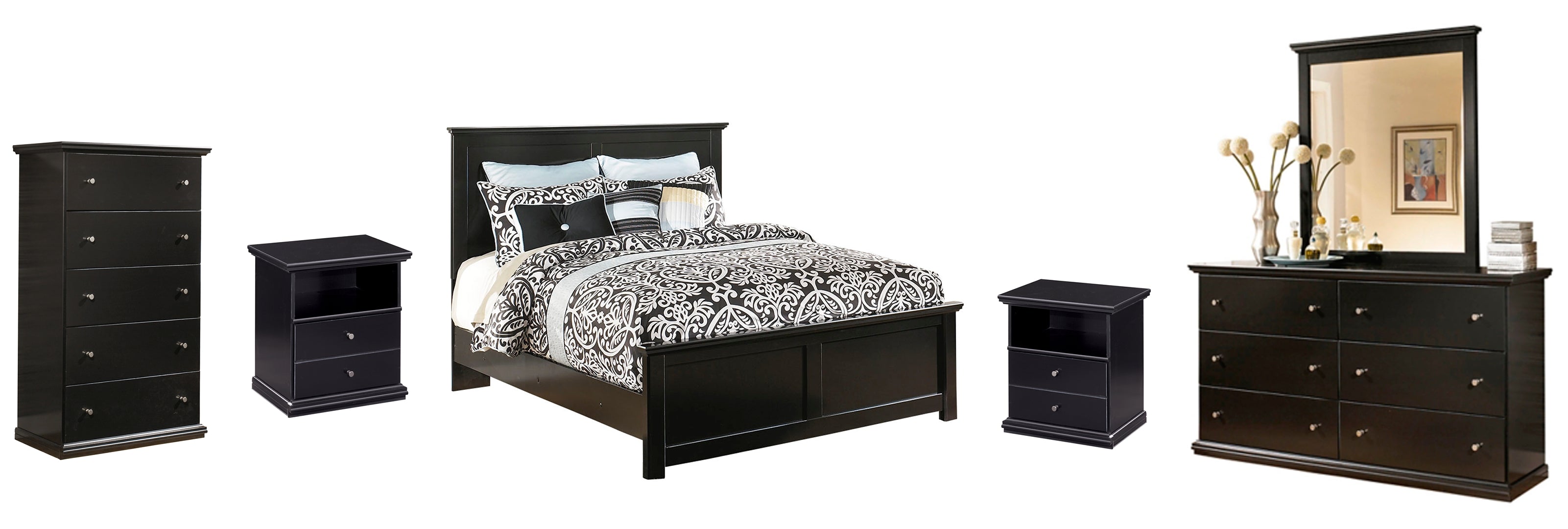 Maribel Black Panel Bedroom Set