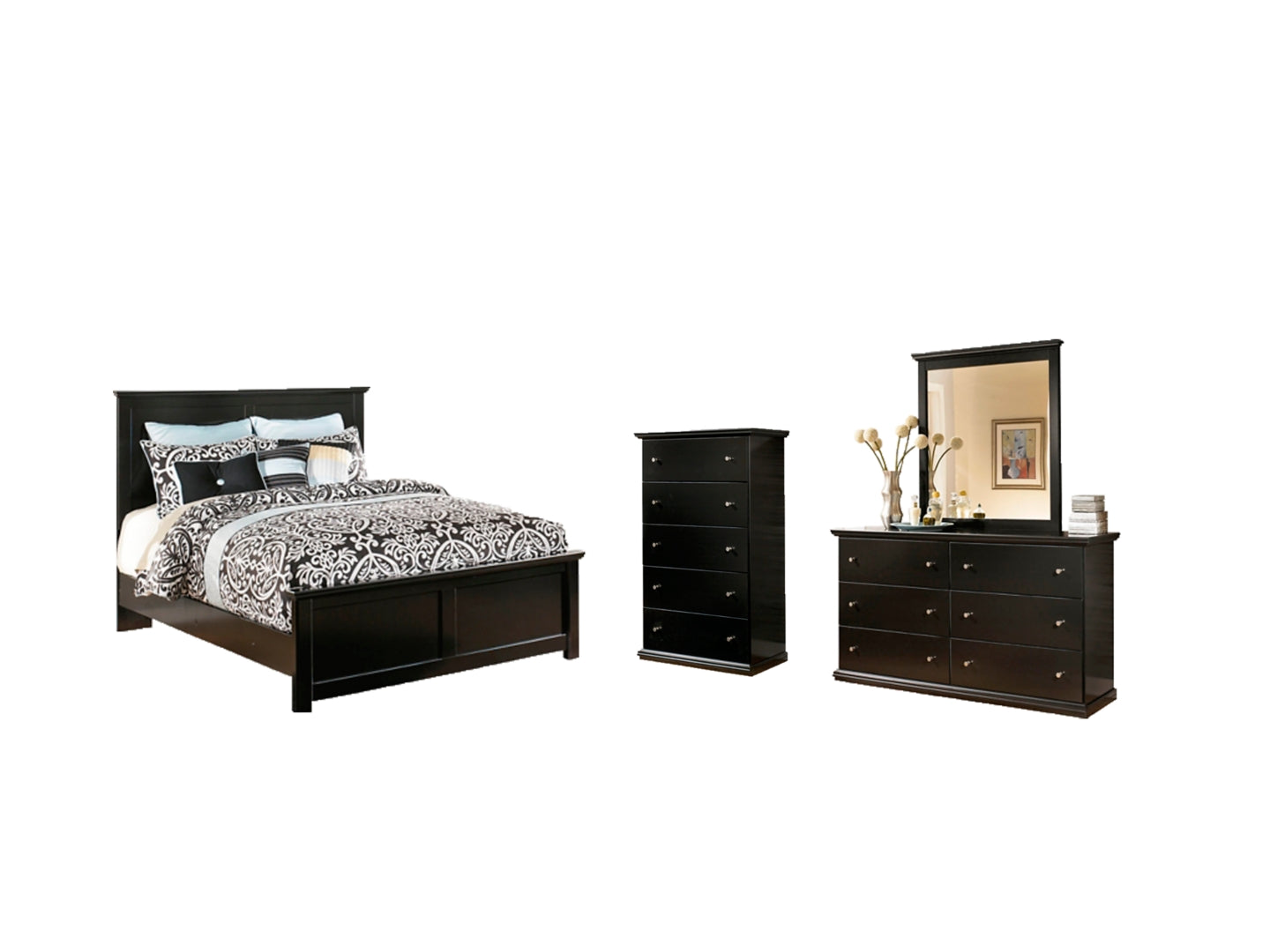 Maribel Black Panel Bedroom Set