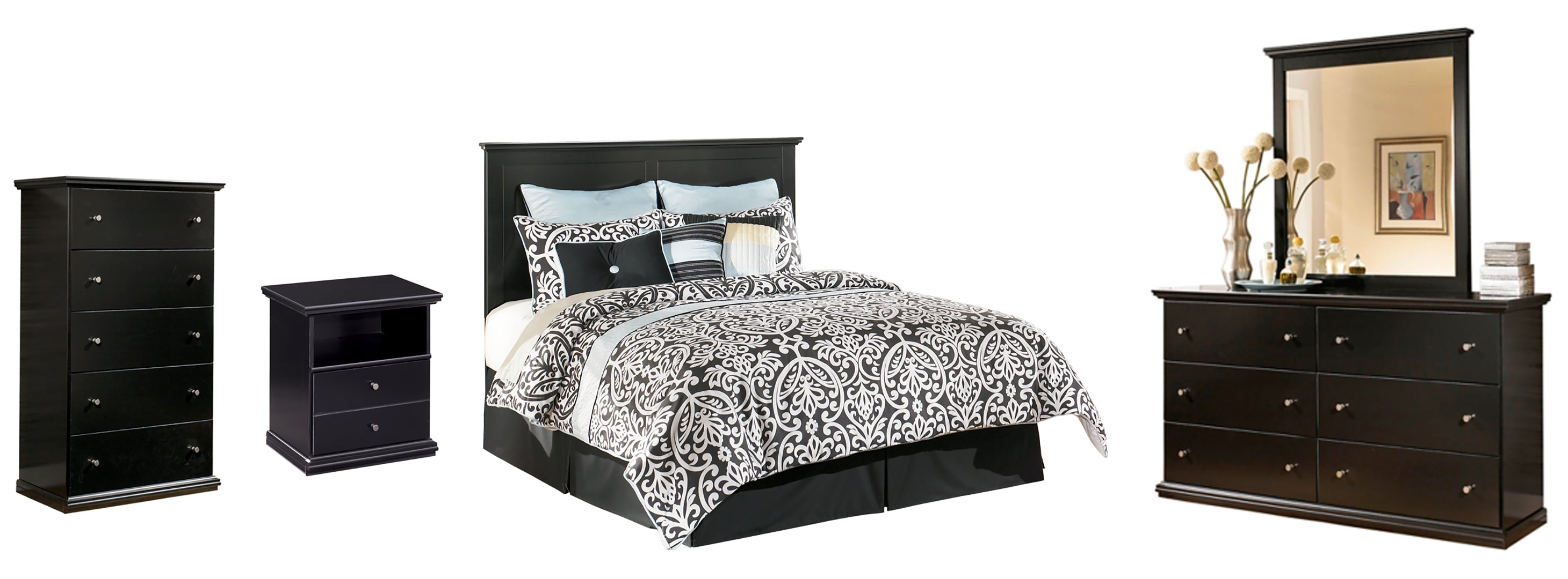 Maribel Black Panel Bedroom Set