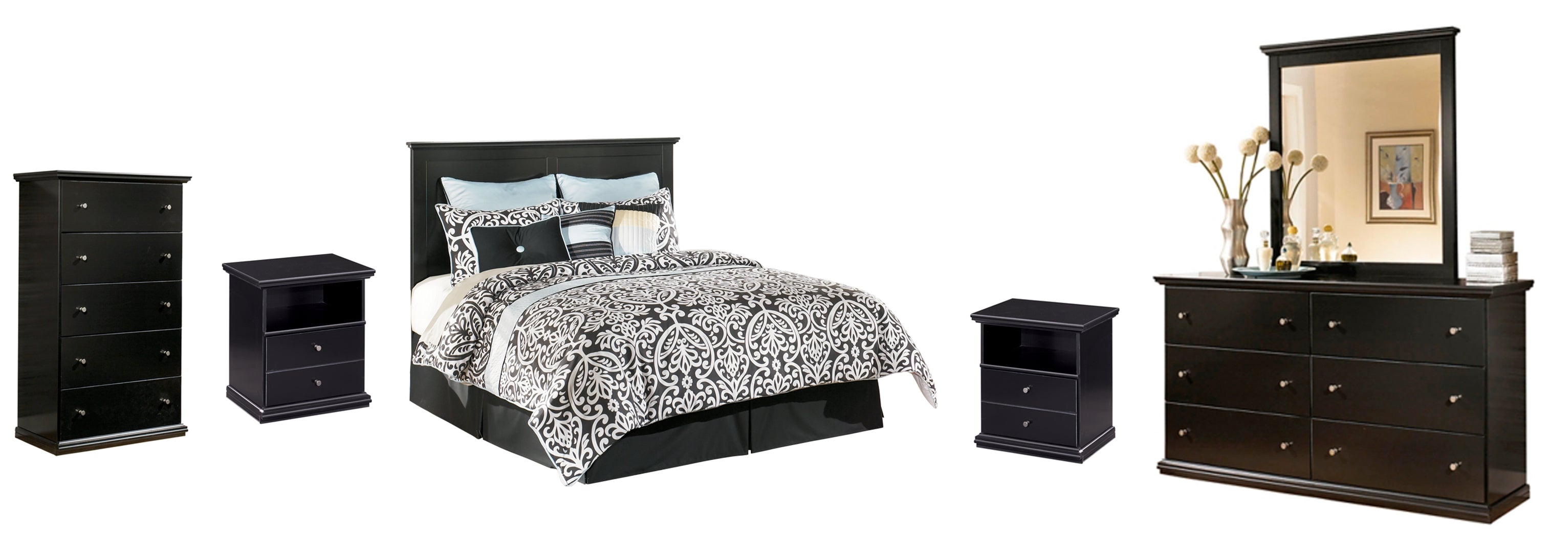 Maribel Black Panel Bedroom Set