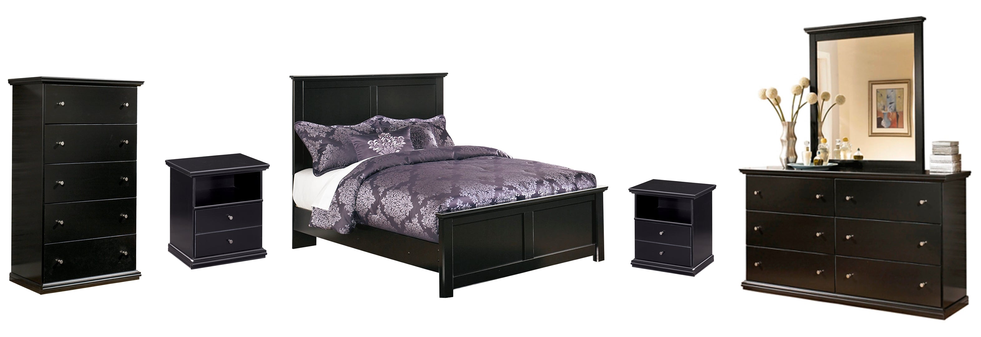 Maribel Black Panel Bedroom Set