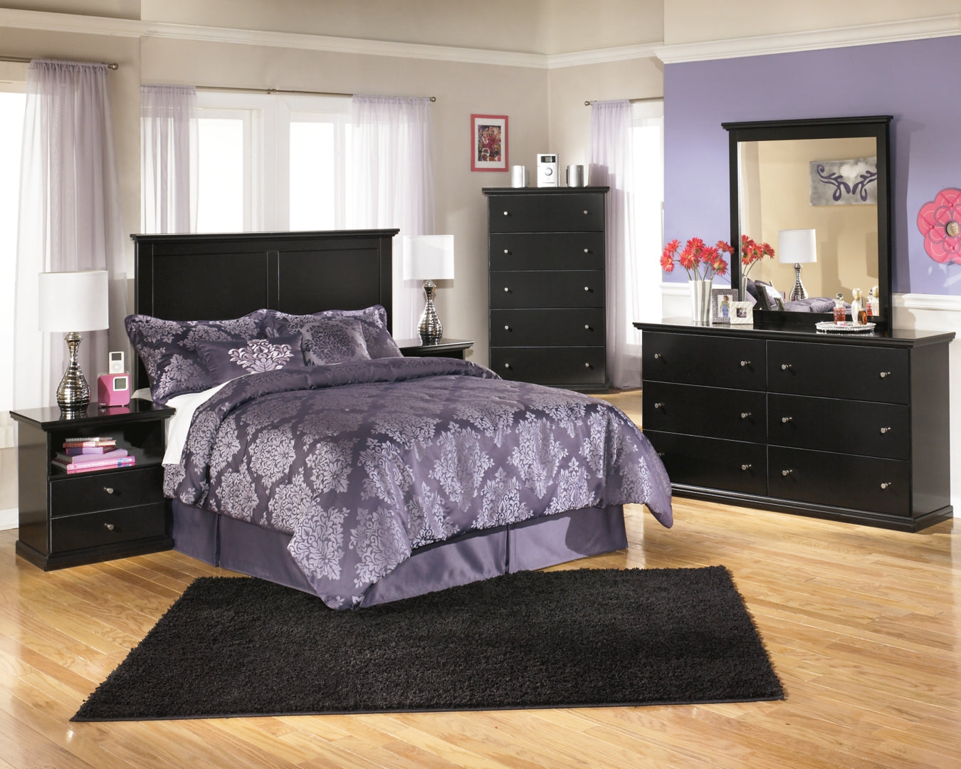 Maribel Black Panel Bedroom Set