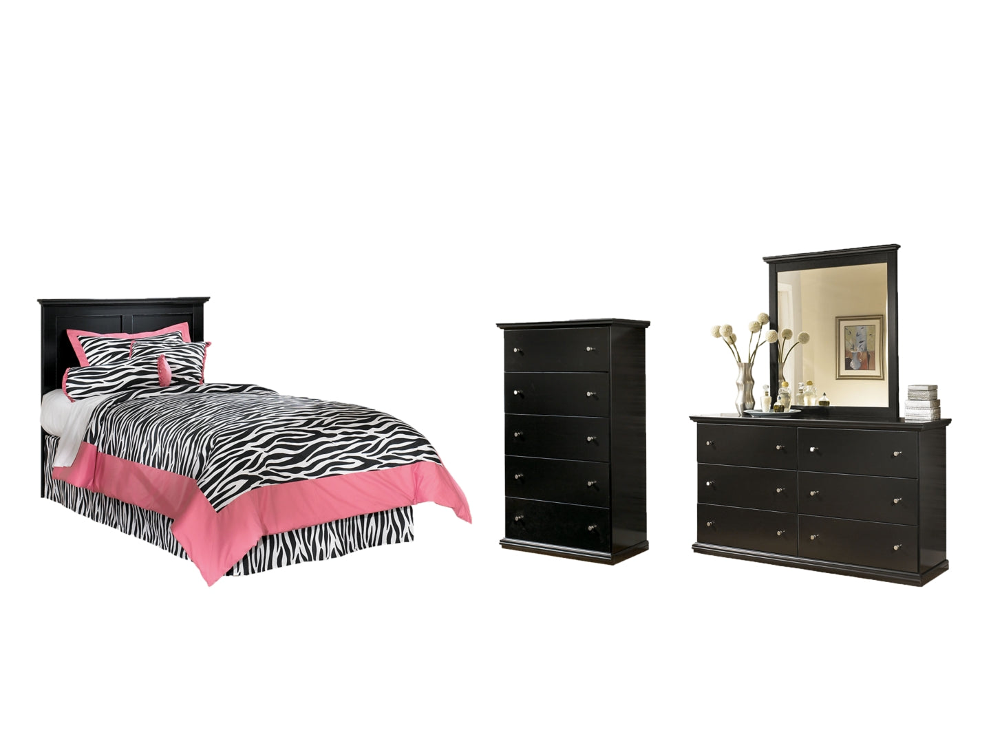 Maribel Black Panel Bedroom Set