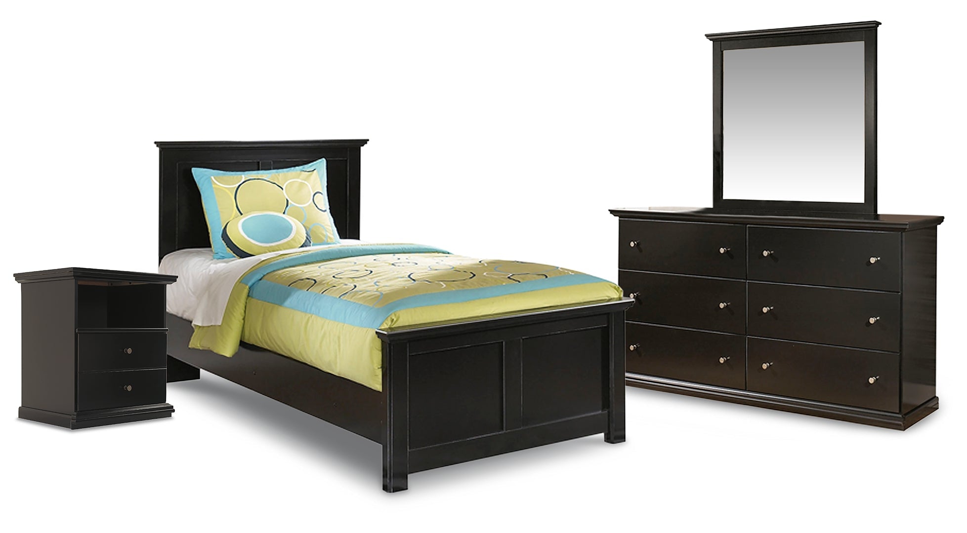 Maribel Black Panel Bedroom Set