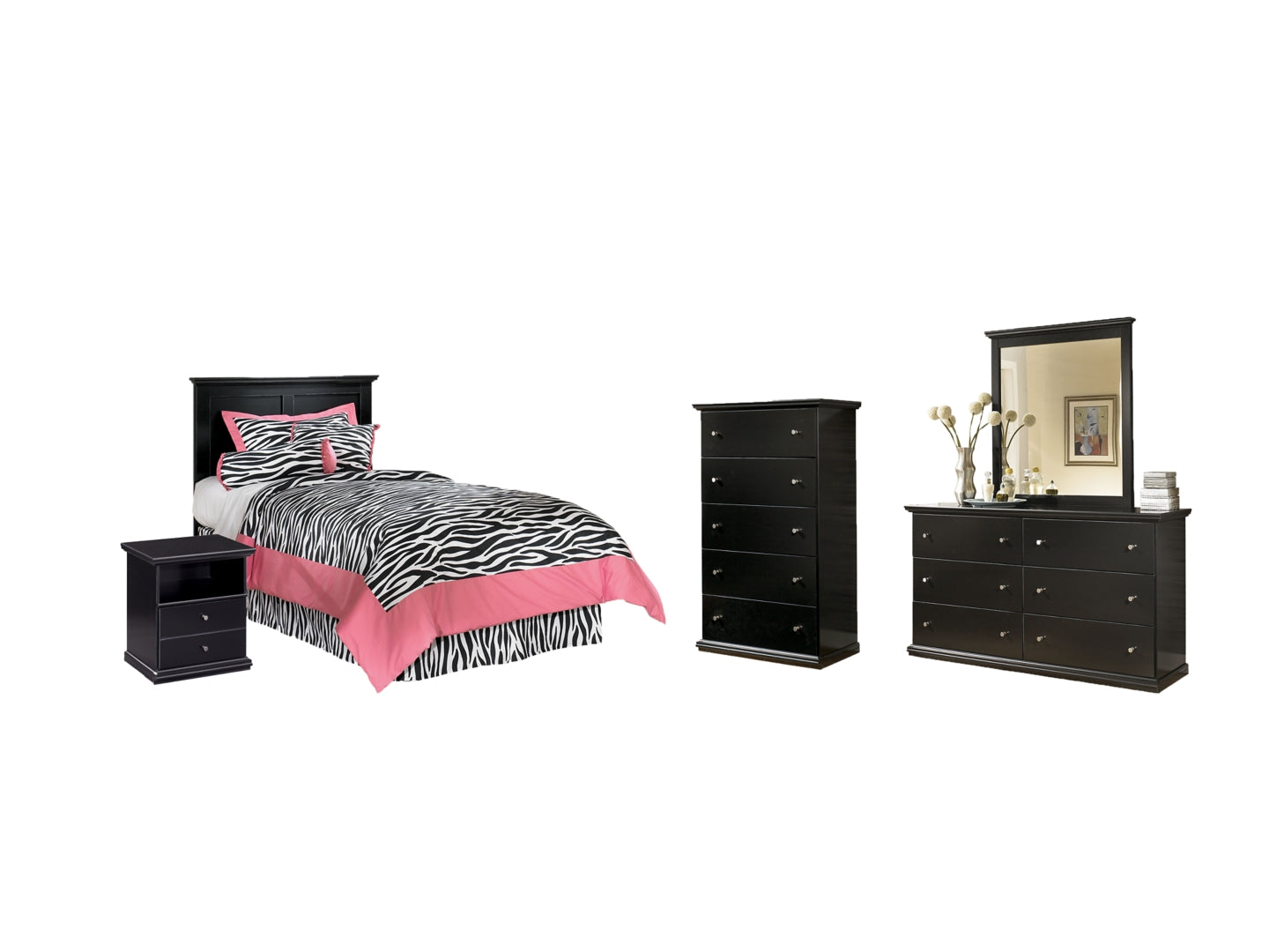 Maribel Black Panel Bedroom Set