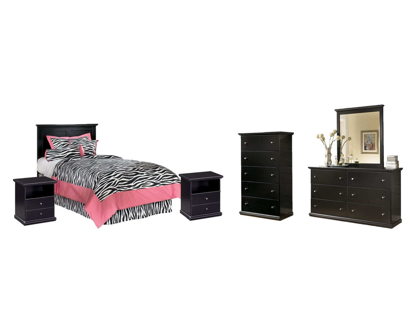 Maribel Black Panel Bedroom Set