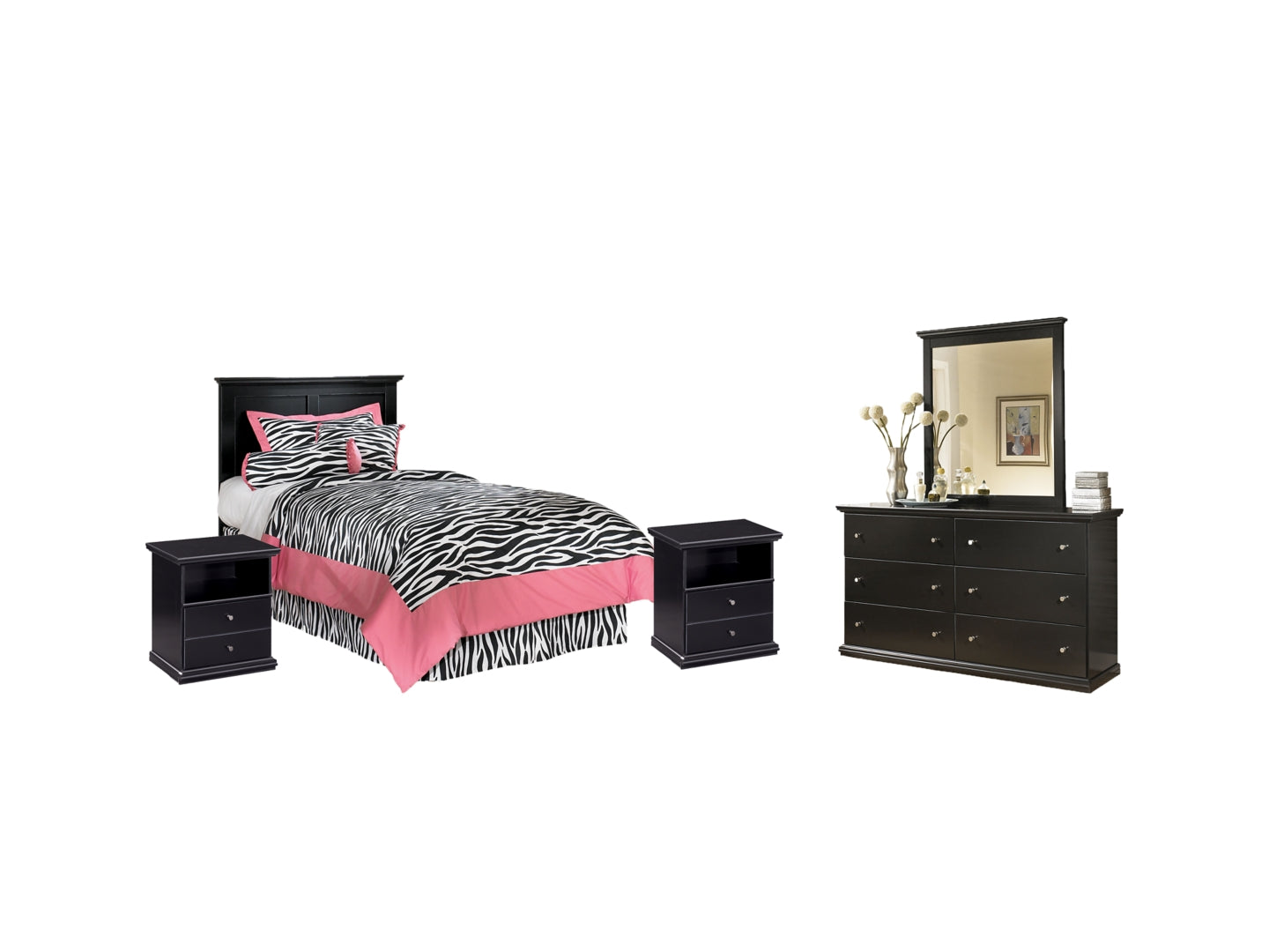 Maribel Black Panel Bedroom Set