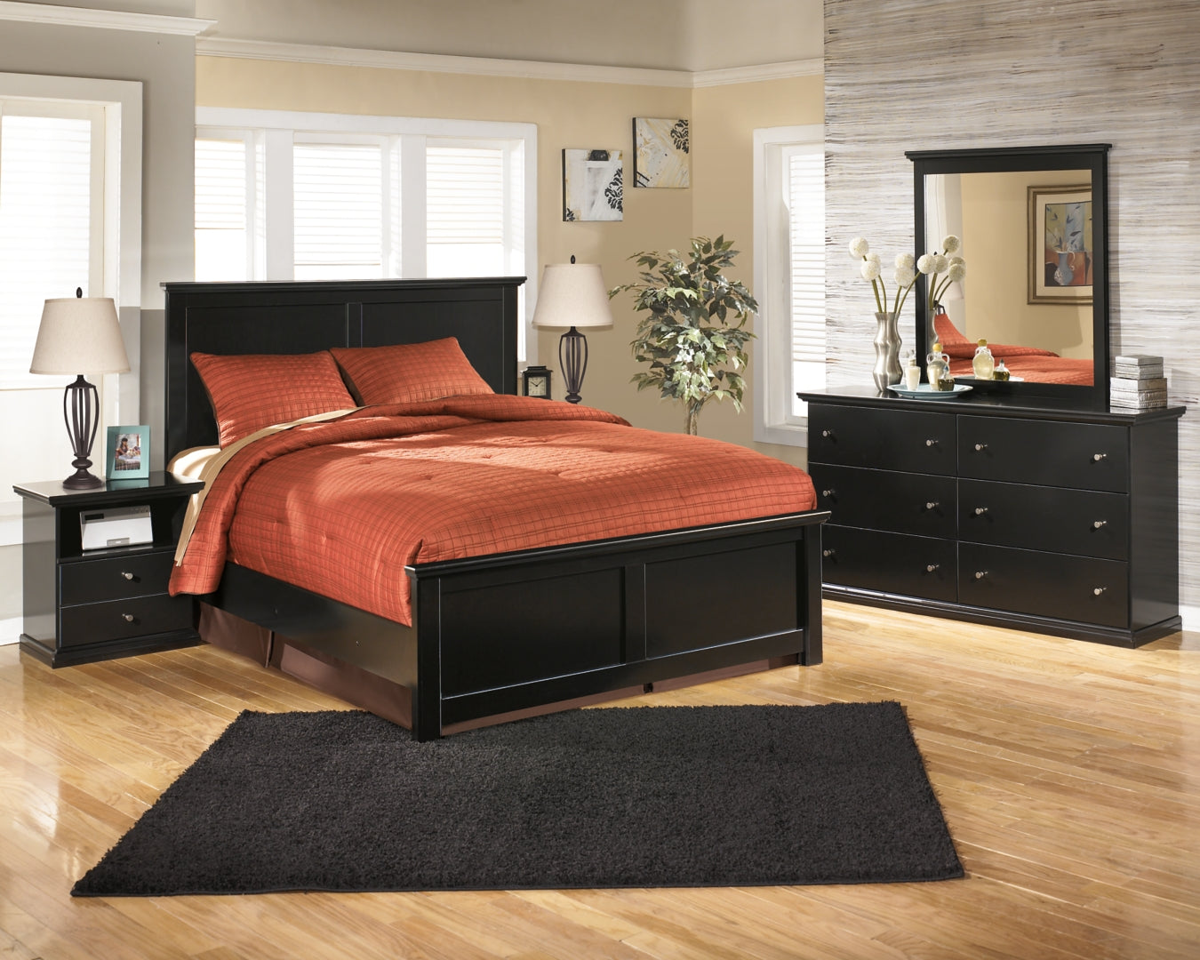 Maribel Black Panel Bedroom Set