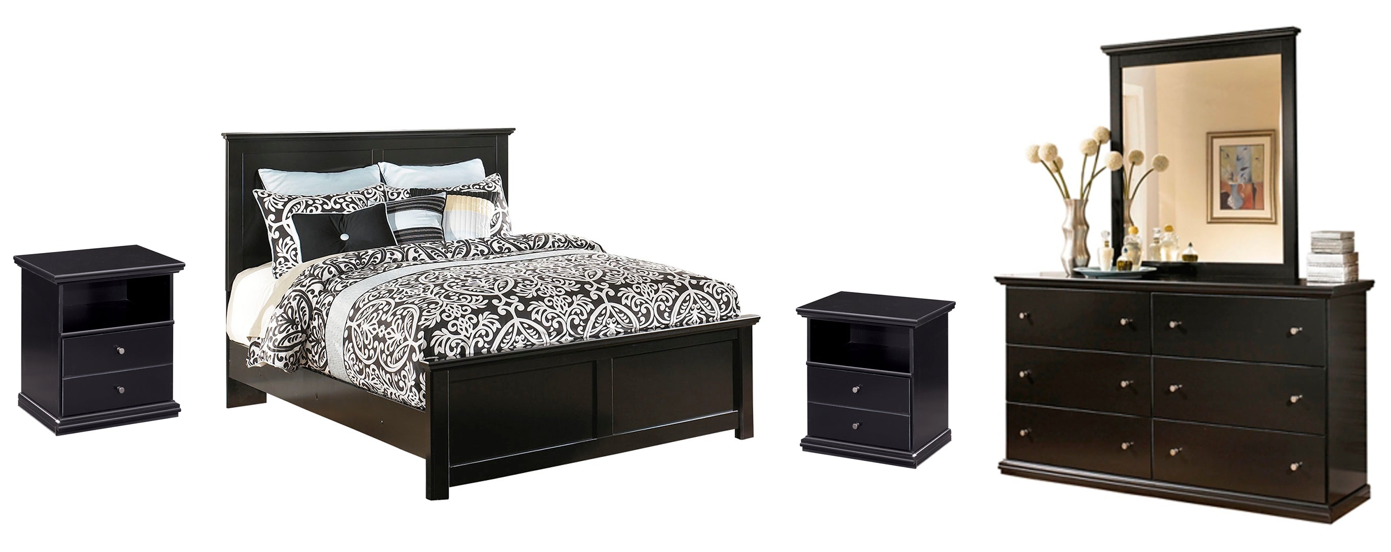 Maribel Black Panel Bedroom Set