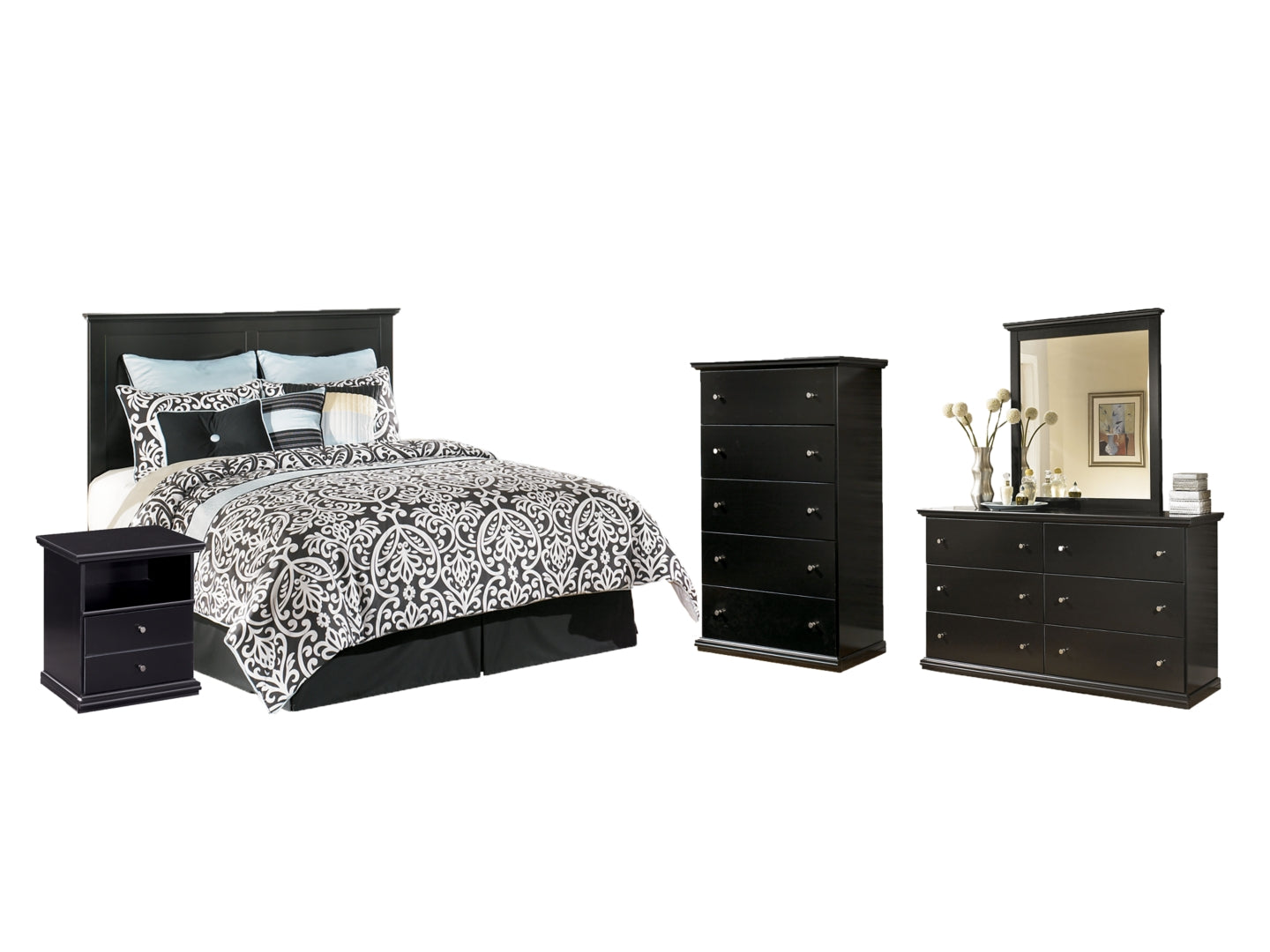 Maribel Black Panel Bedroom Set