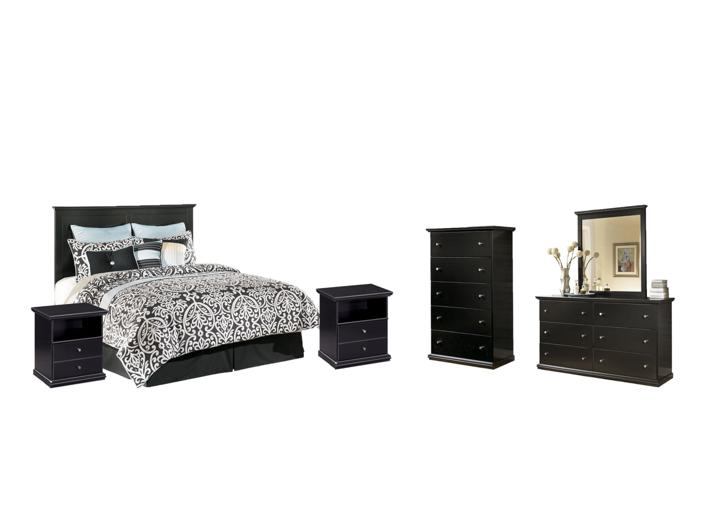 Maribel Black Panel Bedroom Set