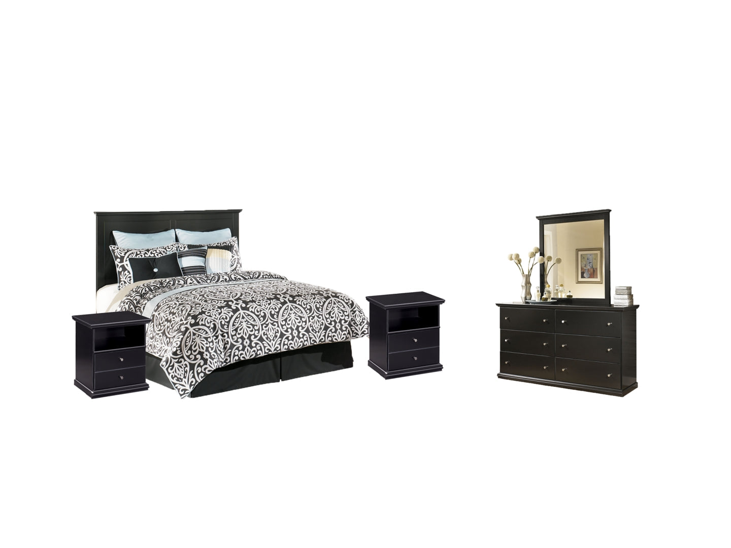 Maribel Black Panel Bedroom Set