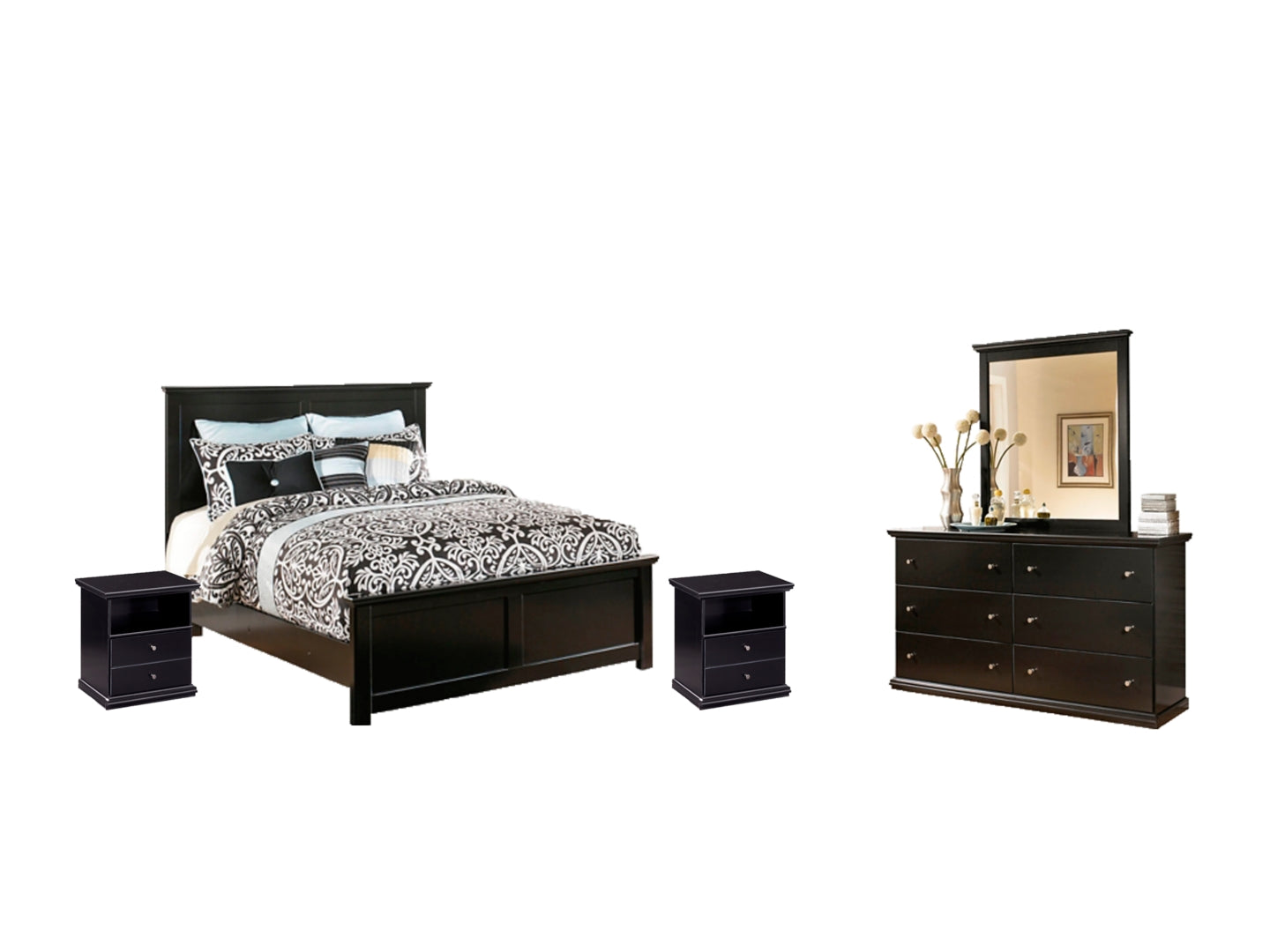 Maribel Black Panel Bedroom Set