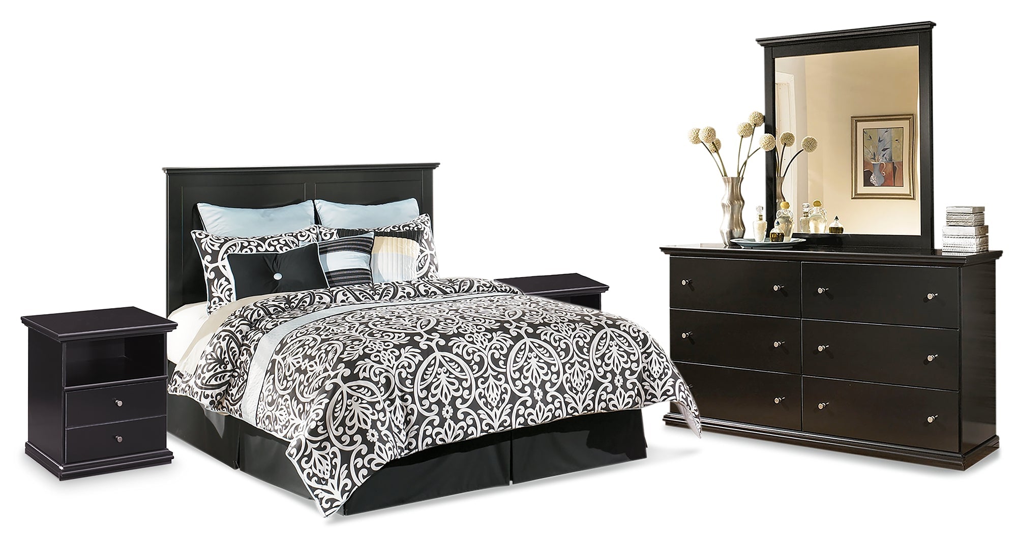 Maribel Black Panel Bedroom Set