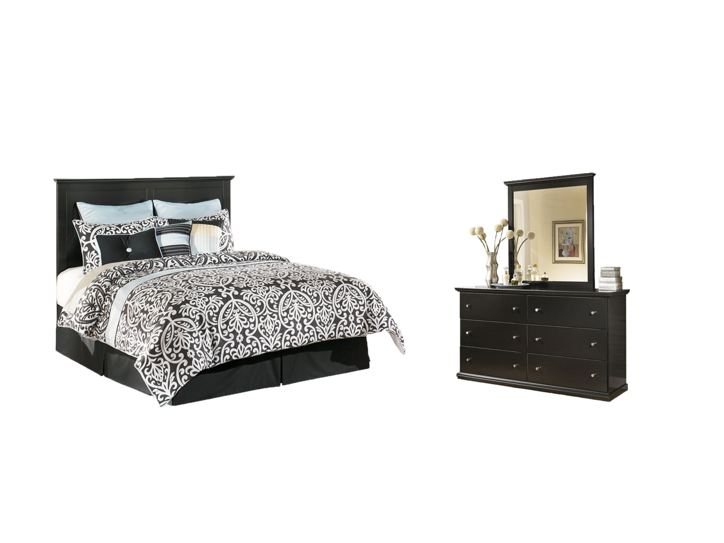 Maribel Black Panel Bedroom Set