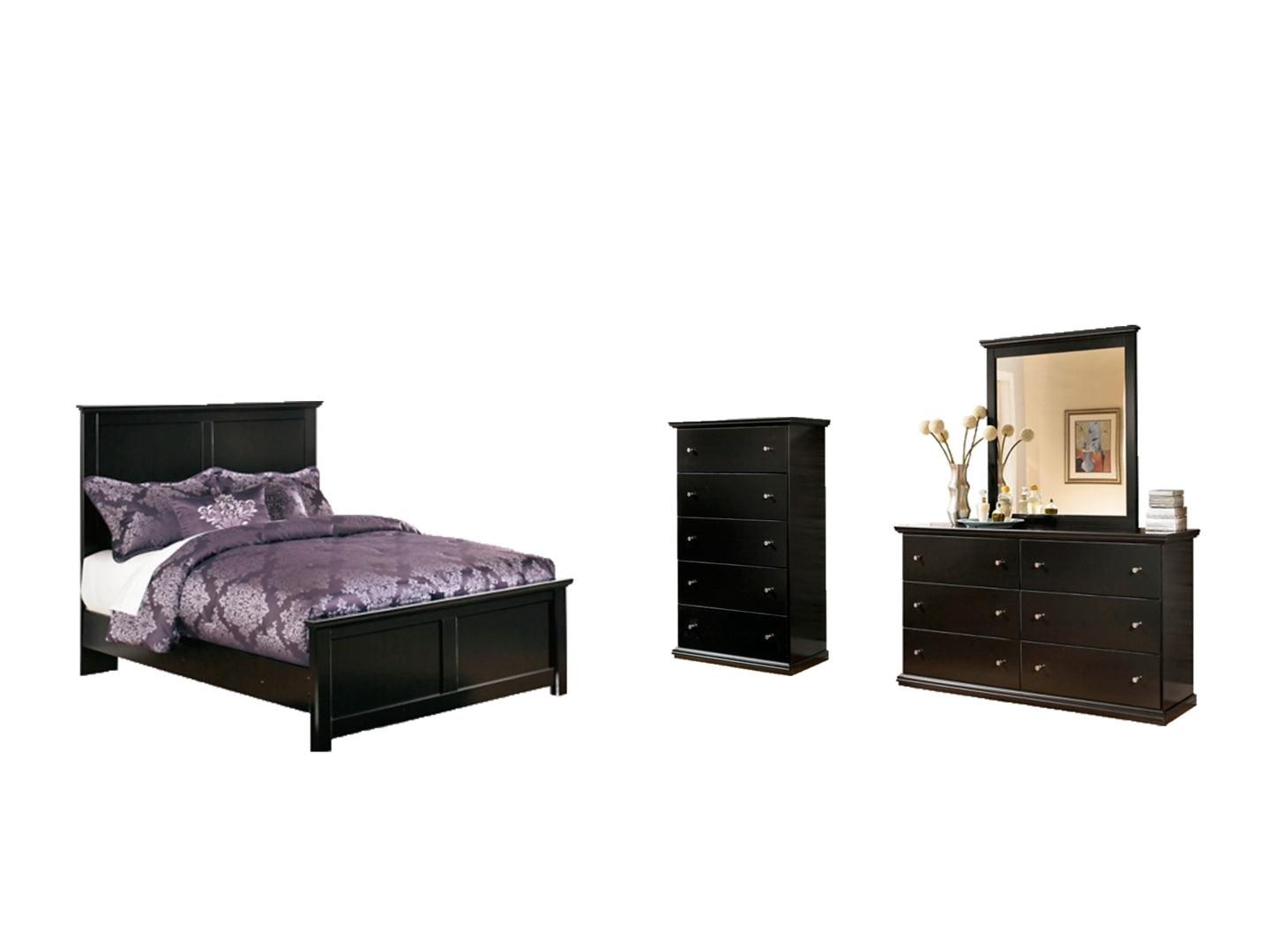 Maribel Black Panel Bedroom Set