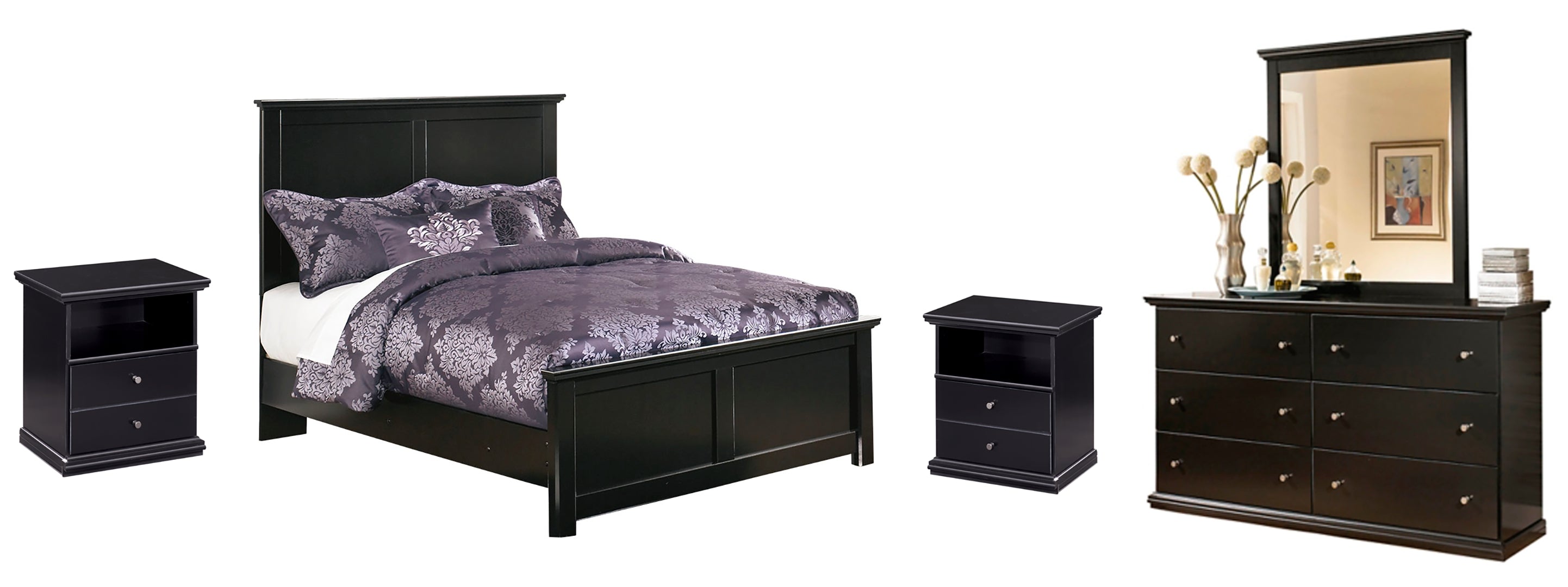 Maribel Black Panel Bedroom Set