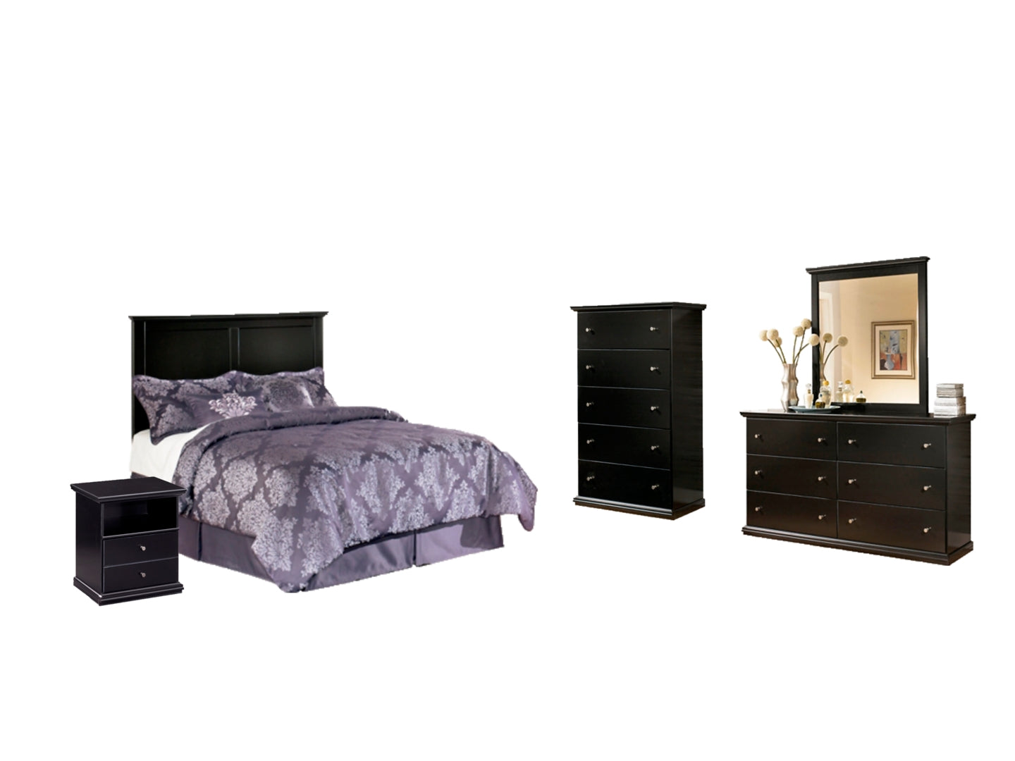 Maribel Black Panel Bedroom Set